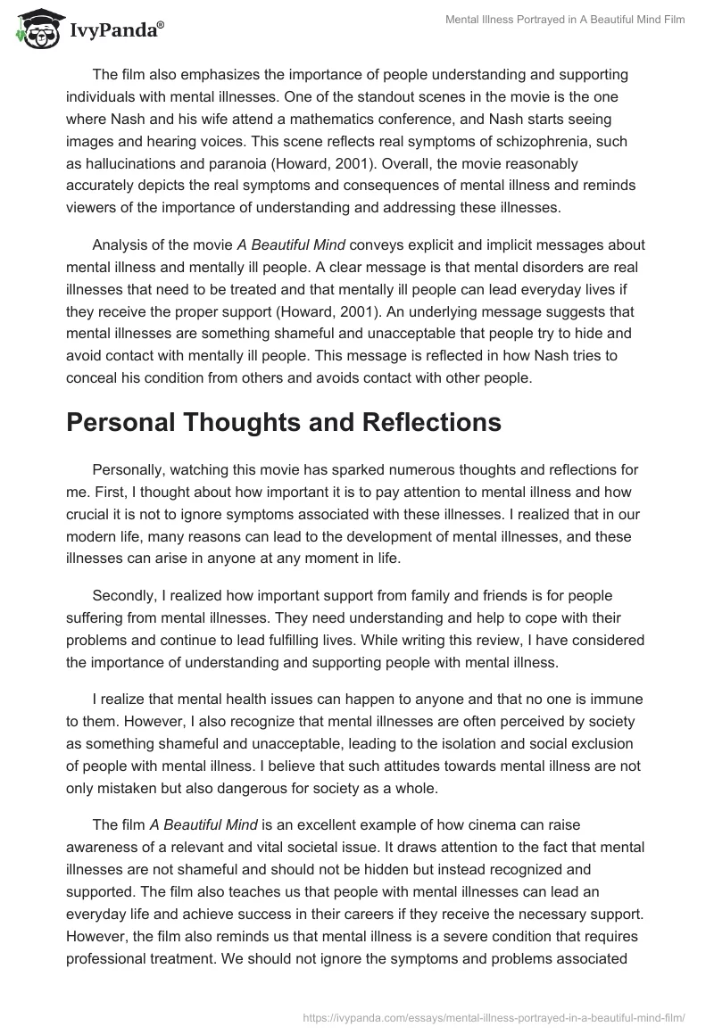 Mental Illness Portrayed in "A Beautiful Mind" Film. Page 2