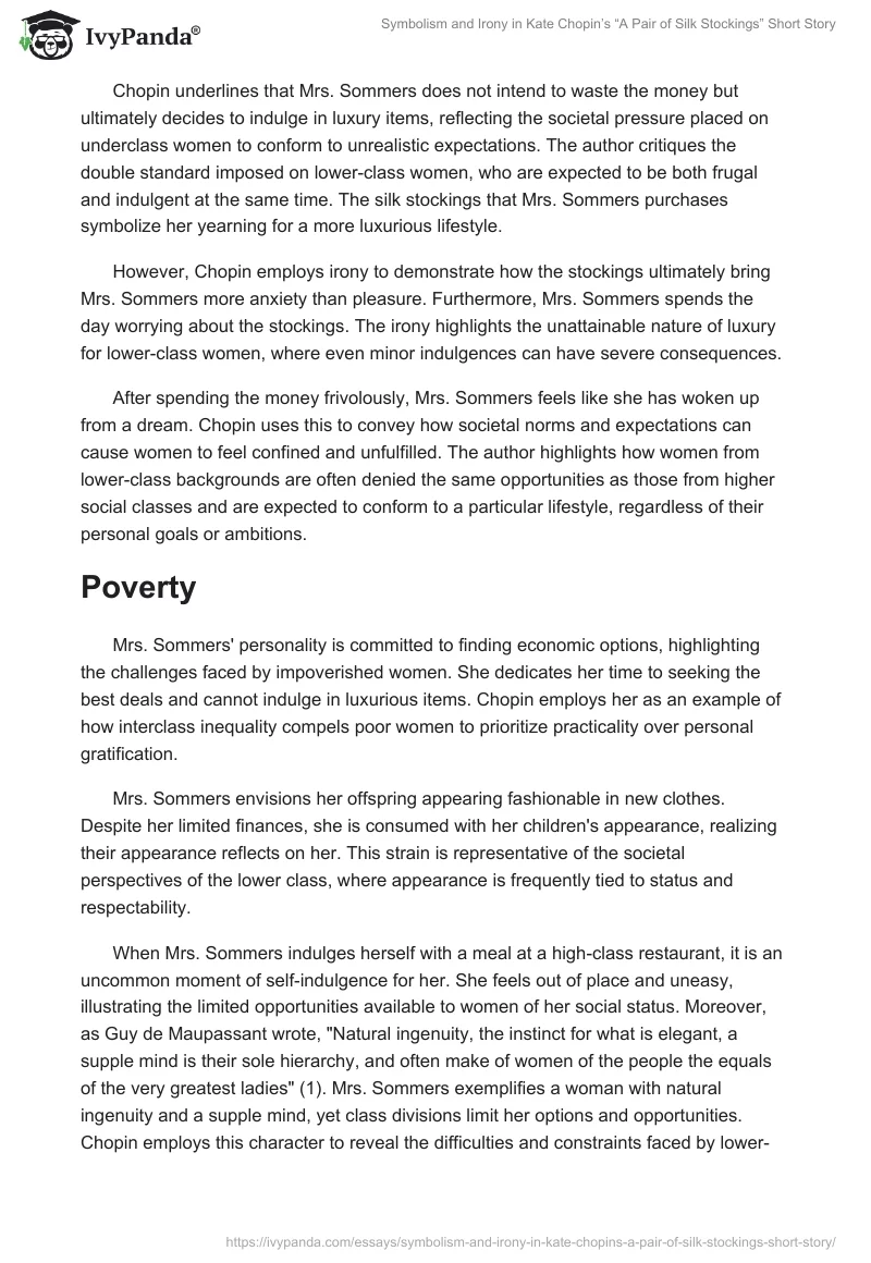 Symbolism and Irony in Kate Chopin’s “A Pair of Silk Stockings” Short Story. Page 2