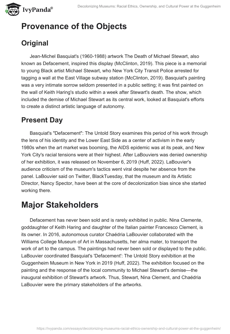 Decolonizing Museums: Racial Ethics, Ownership, and Cultural Power at the Guggenheim. Page 2