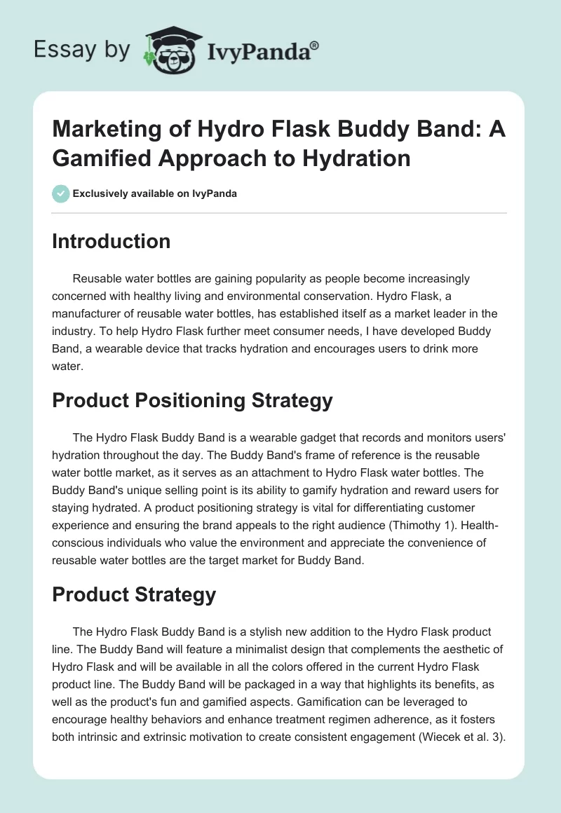 Marketing of Hydro Flask Buddy Band: A Gamified Approach to Hydration. Page 1