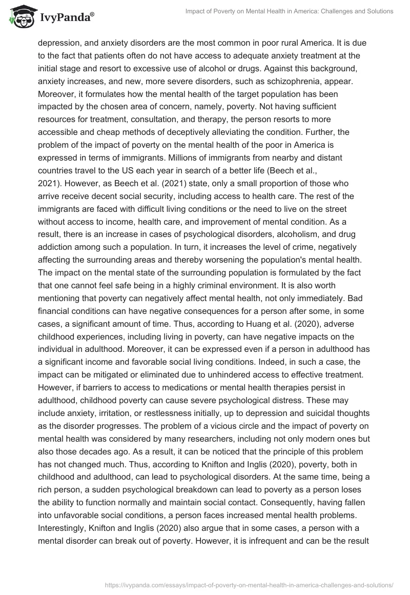 Impact of Poverty on Mental Health in America: Challenges and Solutions. Page 2