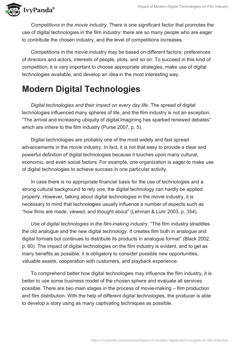 Impact of Modern Digital Technologies on Film Industry. Page 3