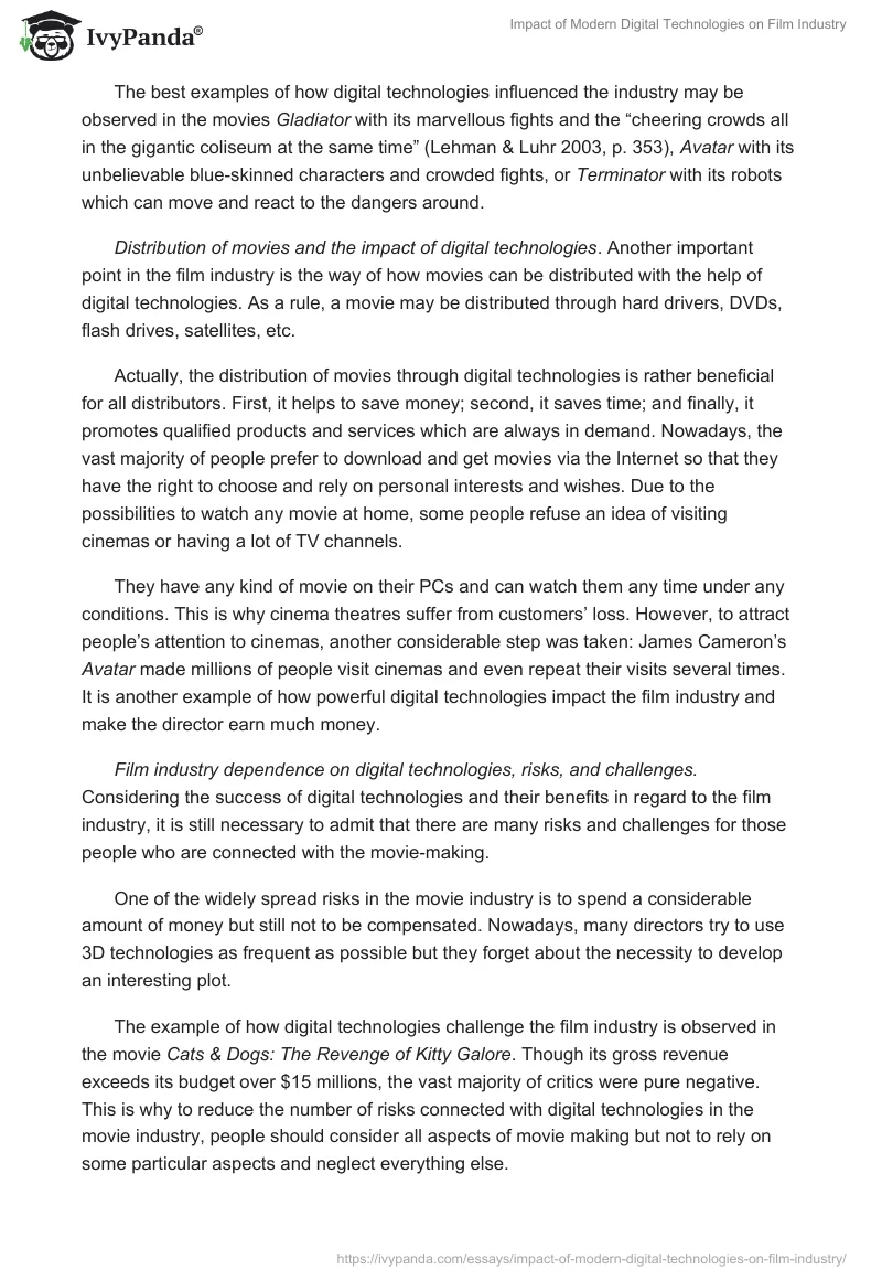 Impact of Modern Digital Technologies on Film Industry. Page 4