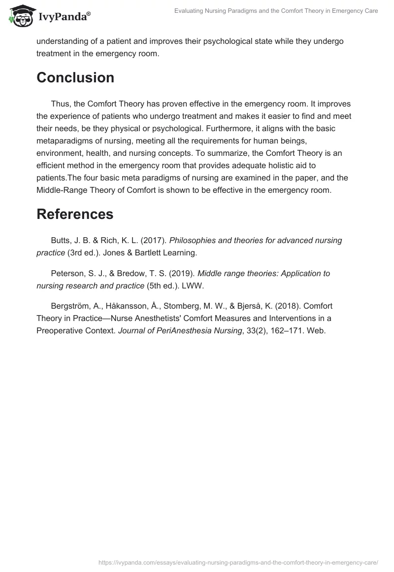 Evaluating Nursing Paradigms and the Comfort Theory in Emergency Care. Page 2