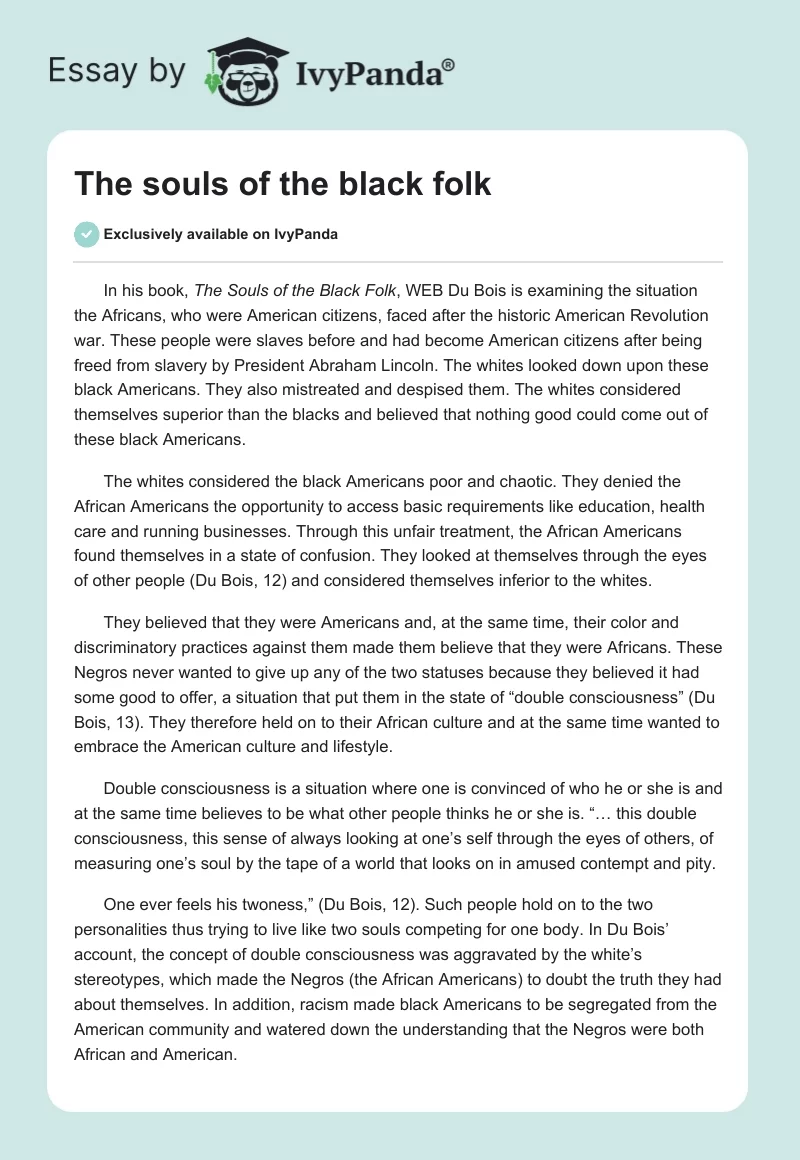The souls of the black folk. Page 1