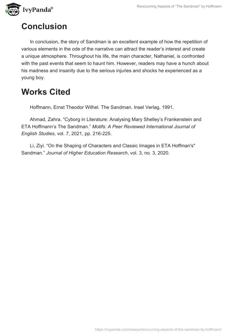 Reoccurring Aspects of “The Sandman” by Hoffmann. Page 2