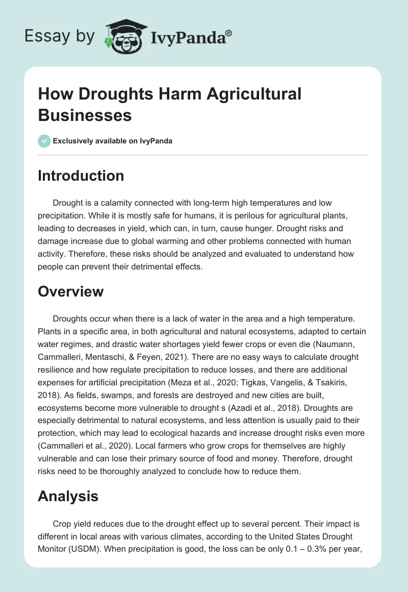 How Droughts Harm Agricultural Businesses. Page 1