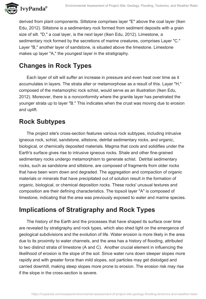 Environmental Assessment of Project Site: Geology, Flooding, Tectonics, and Weather Risks. Page 2