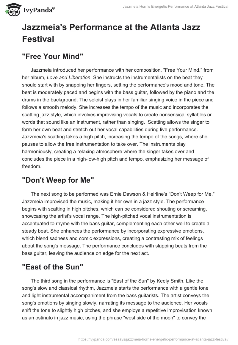 Jazzmeia Horn’s Energetic Performance at Atlanta Jazz Festival. Page 2