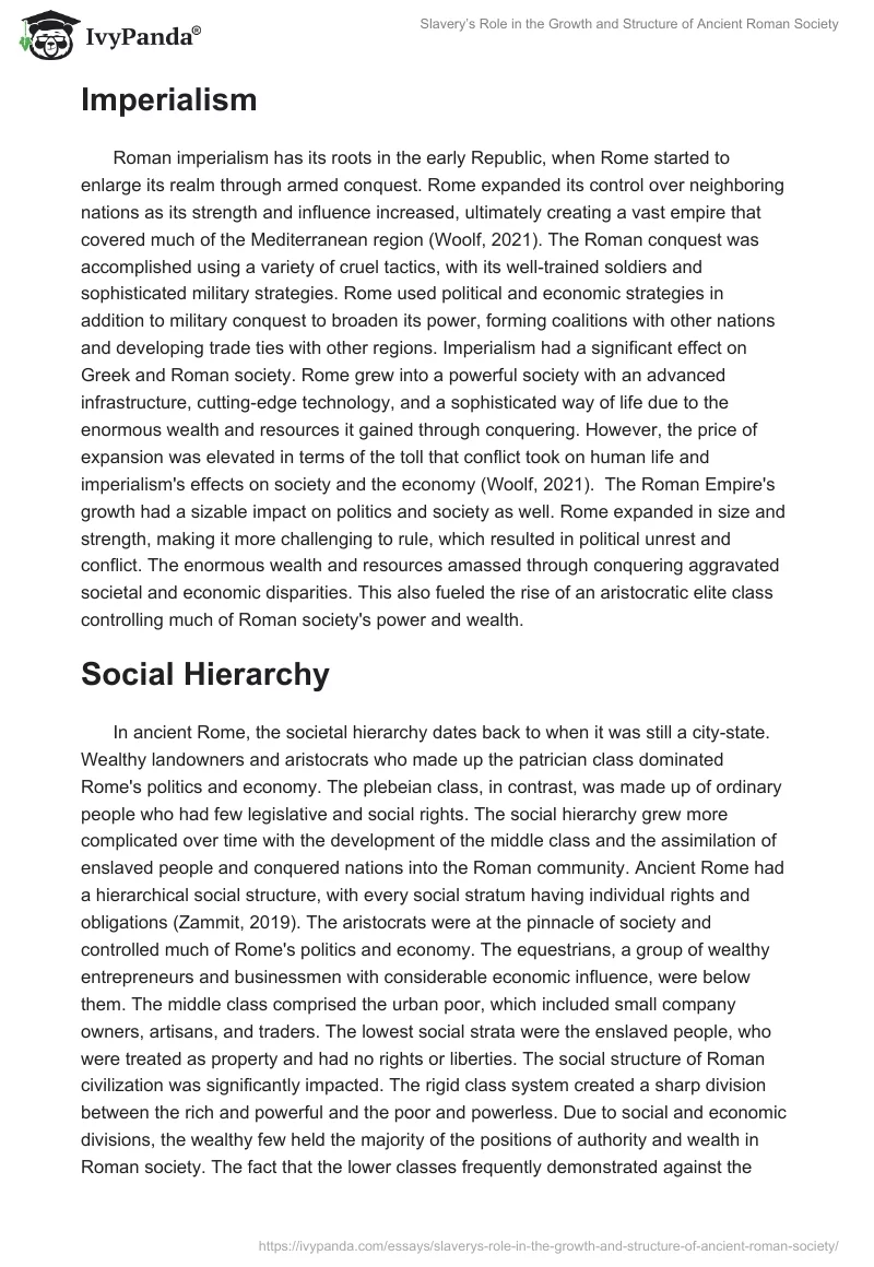 Slavery’s Role in the Growth and Structure of Ancient Roman Society. Page 2