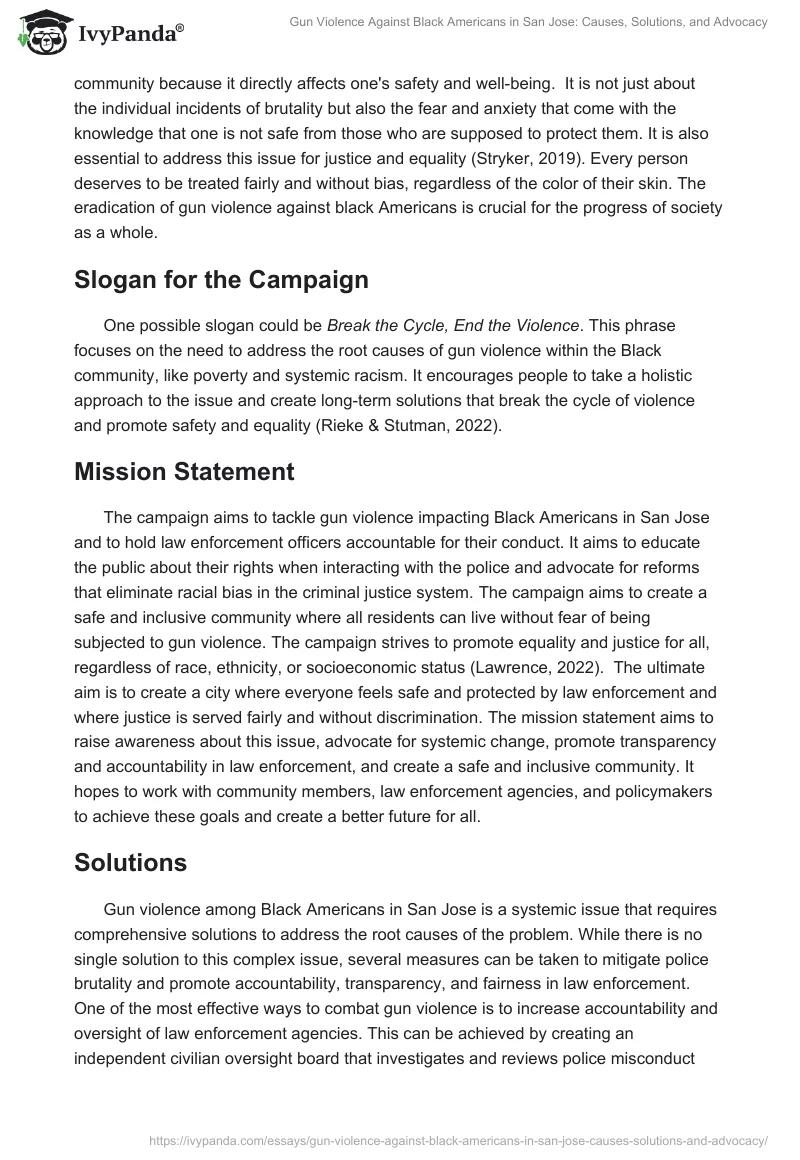 Gun Violence Against Black Americans in San Jose: Causes, Solutions, and Advocacy. Page 2