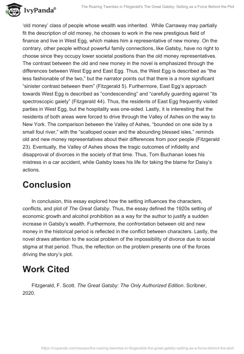 The Roaring Twenties in Fitzgerald's The Great Gatsby: Setting as a Force Behind the Plot. Page 2