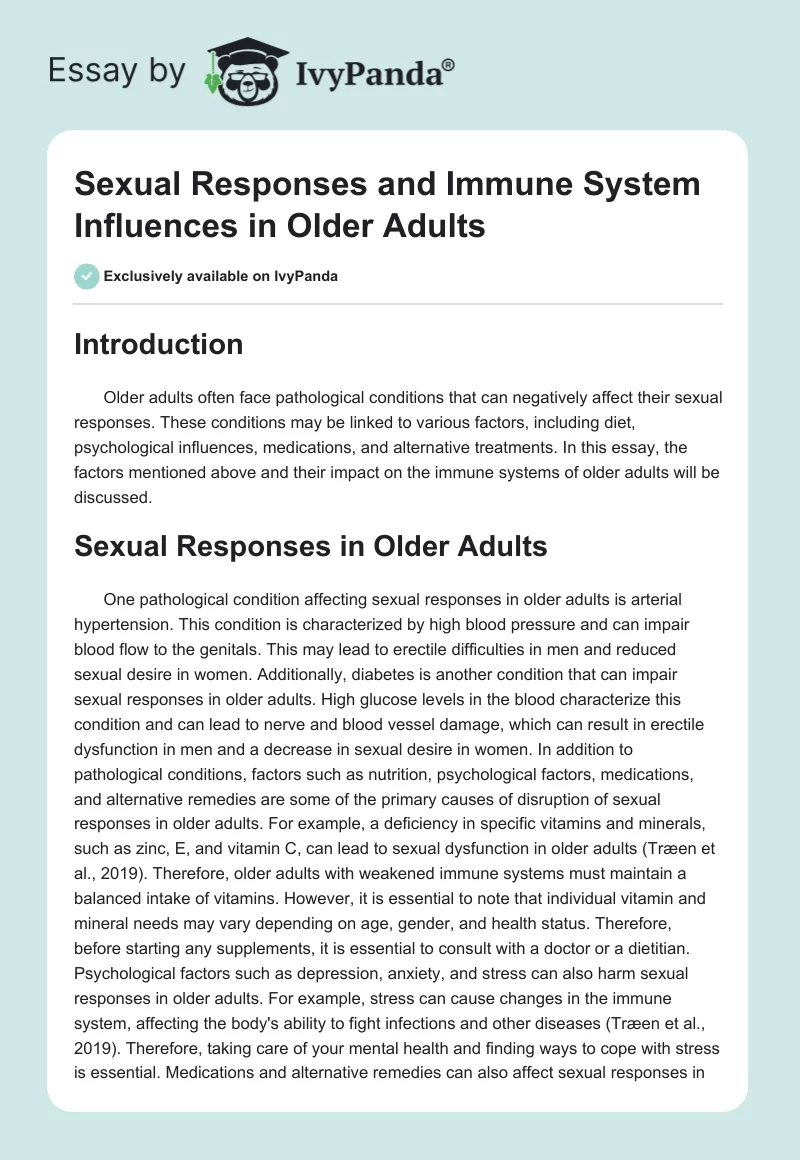 Sexual Responses and Immune System Influences in Older Adults. Page 1