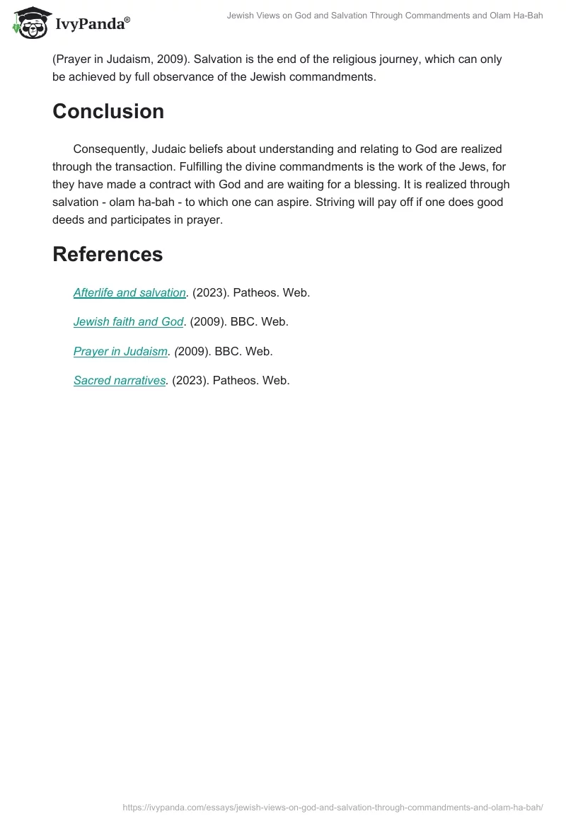 Jewish Views on God and Salvation Through Commandments and Olam Ha-Bah. Page 2