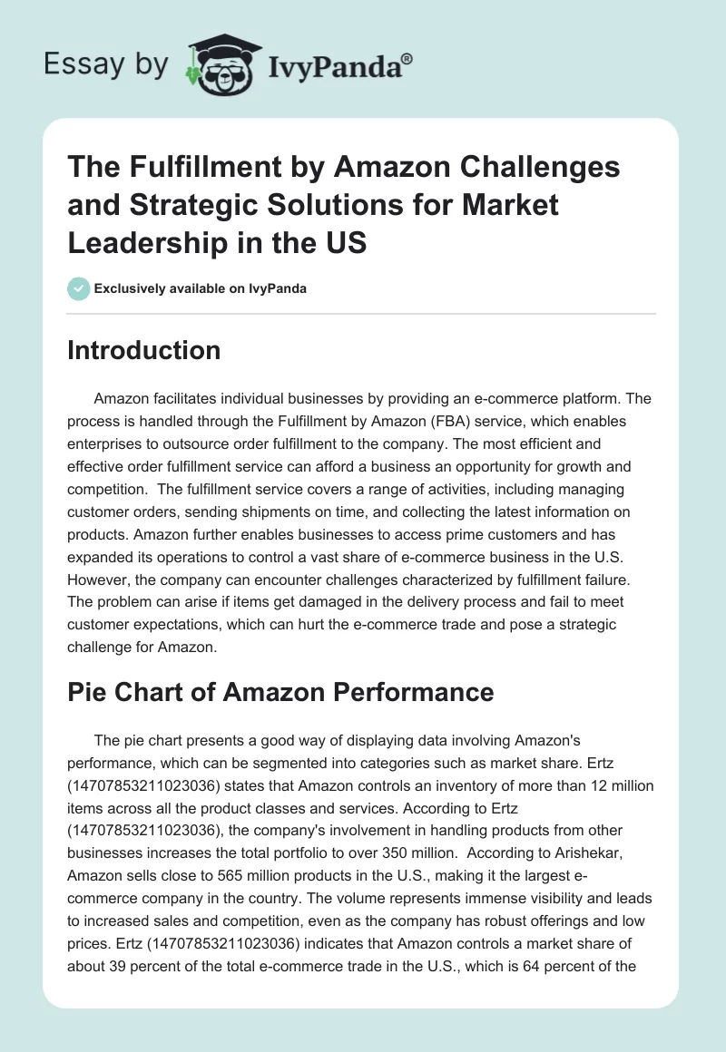 The Fulfillment by Amazon Challenges and Strategic Solutions for Market Leadership in the US. Page 1