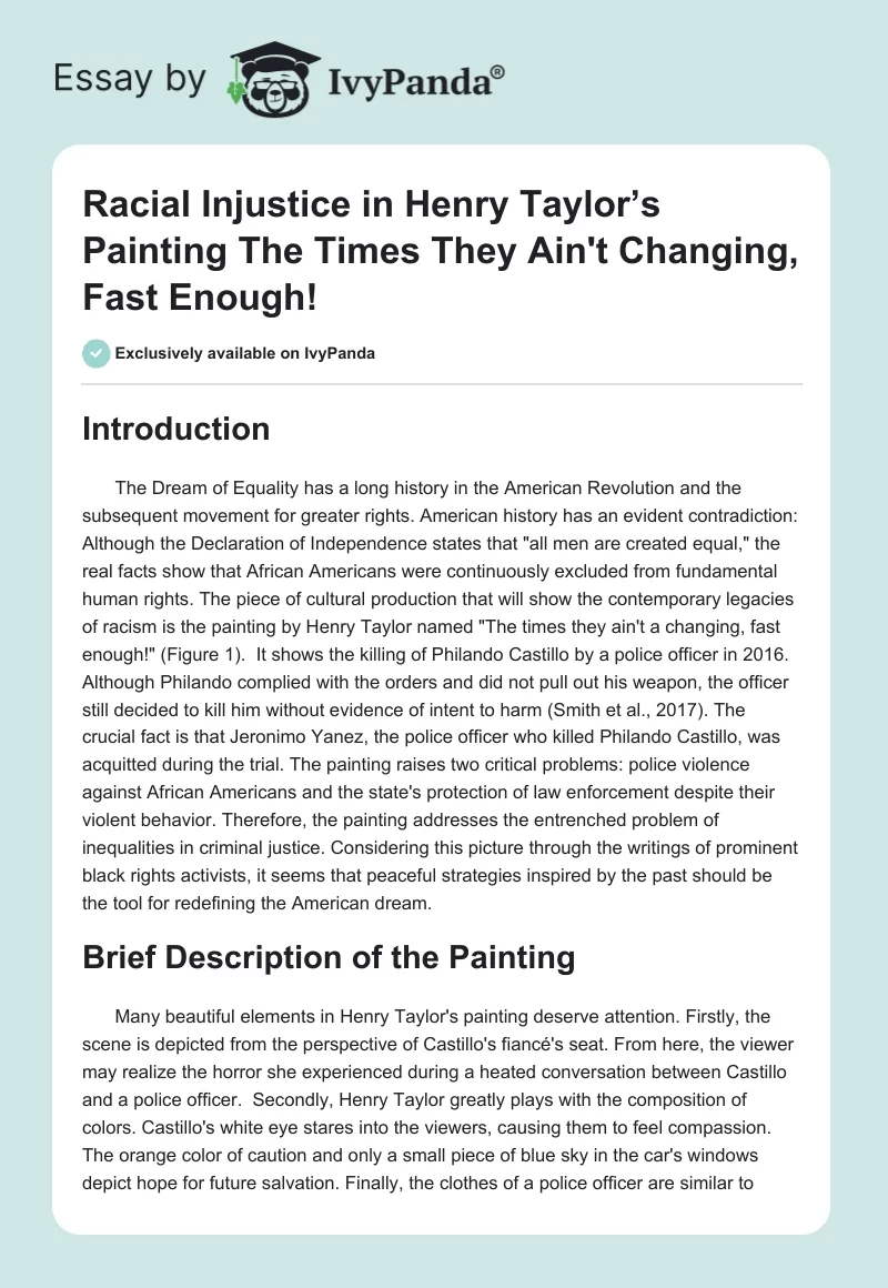 Racial Injustice in Henry Taylor’s Painting The Times They Ain't Changing, Fast Enough!. Page 1