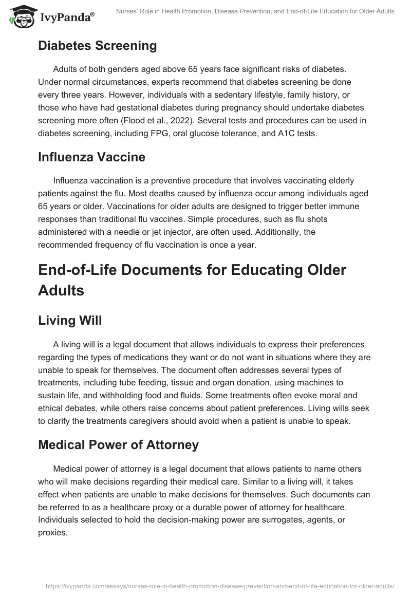 Nurses’ Role in Health Promotion, Disease Prevention, and End-of-Life Education for Older Adults. Page 2