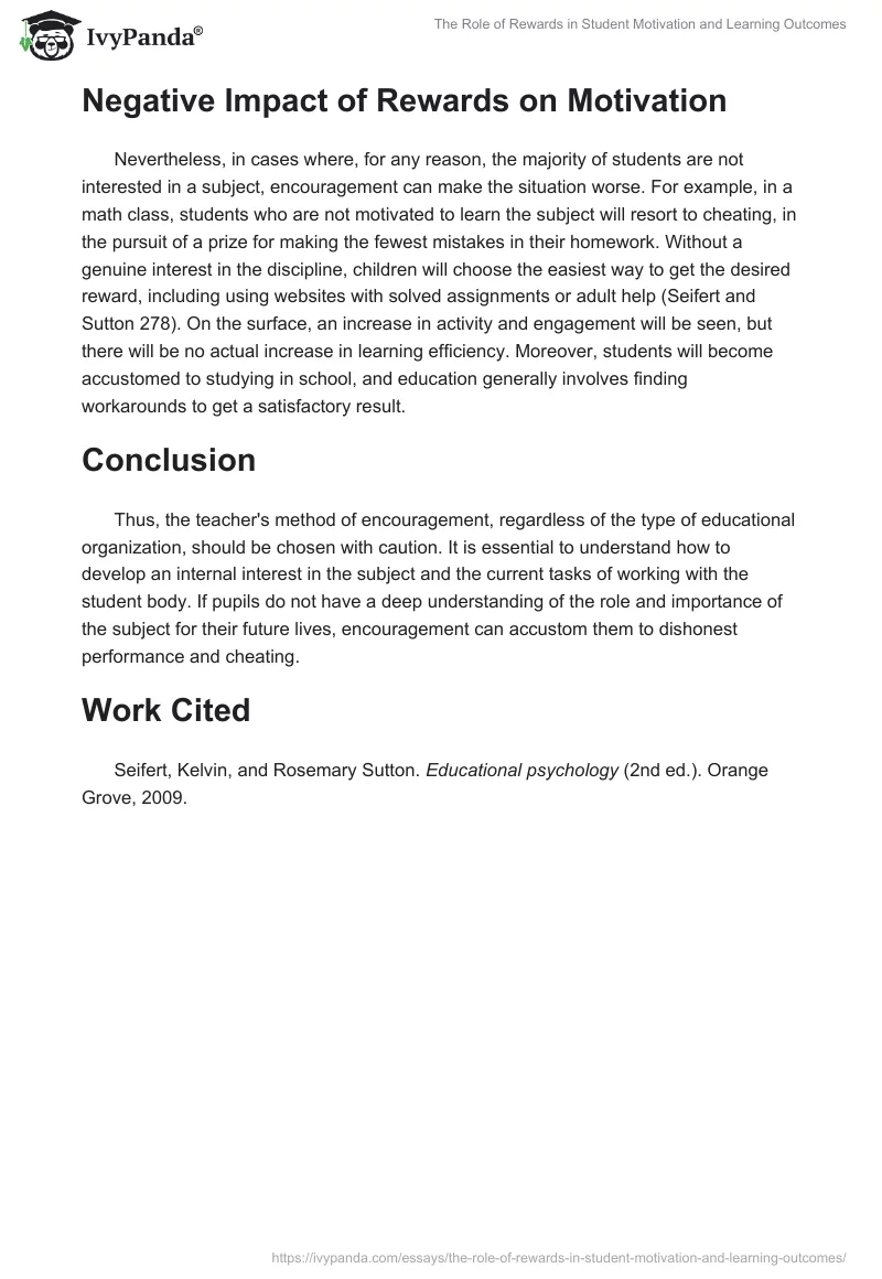 The Role of Rewards in Student Motivation and Learning Outcomes. Page 2