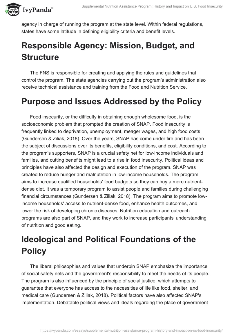 Supplemental Nutrition Assistance Program: History and Impact on U.S. Food Insecurity. Page 2