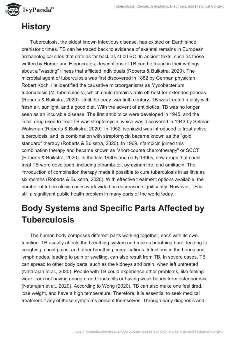 Tuberculosis: Causes, Symptoms, Diagnosis, and Historical Context. Page 2