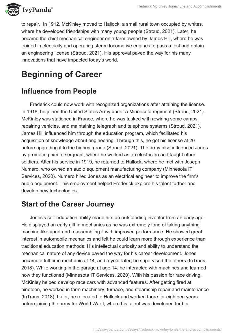 Frederick McKinley Jones' Life and Accomplishments. Page 2