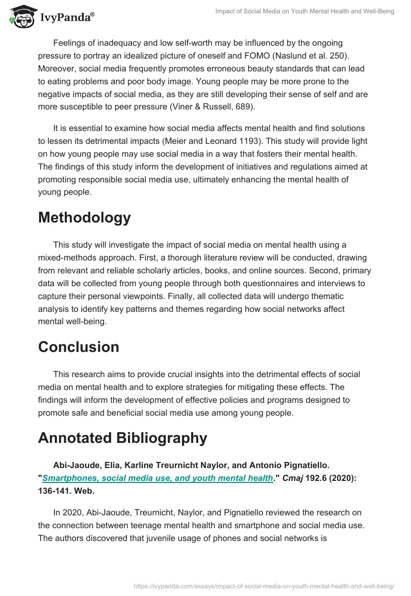 Impact of Social Media on Youth Mental Health and Well-Being. Page 2