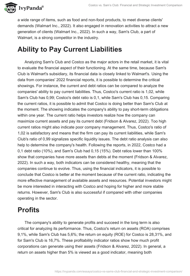 Costco vs. Sam’s Club: Financial and Strategic Investment Comparison. Page 2
