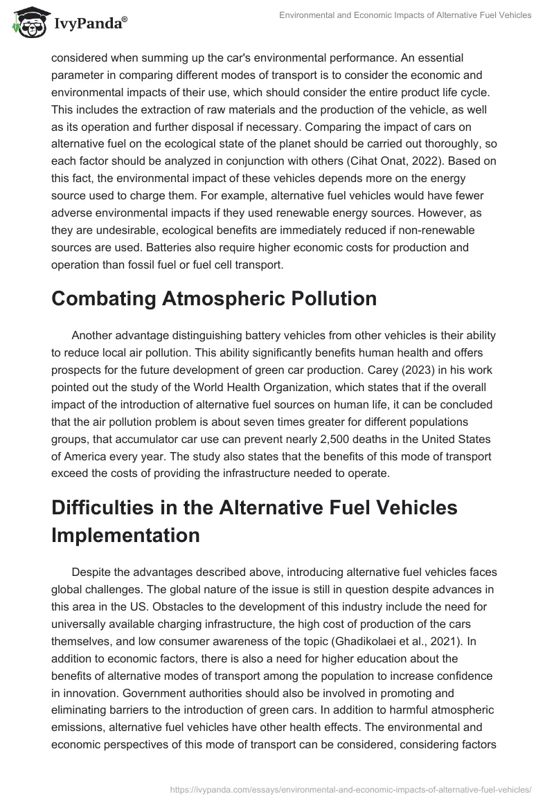 Environmental and Economic Impacts of Alternative Fuel Vehicles. Page 2