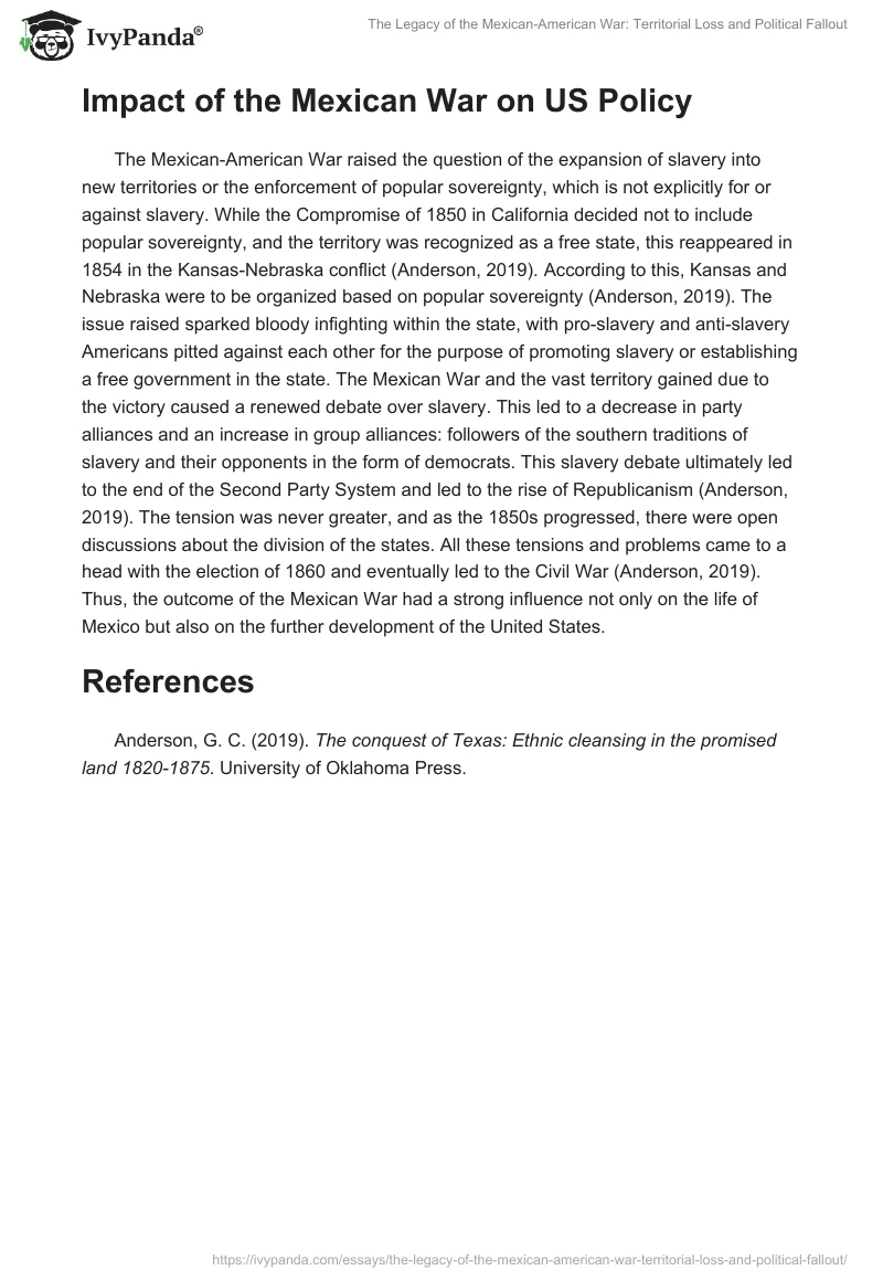 The Legacy of the Mexican-American War: Territorial Loss and Political Fallout. Page 2