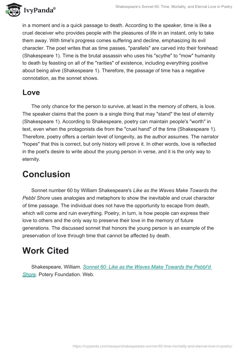 Shakespeare’s Sonnet 60: Time, Mortality, and Eternal Love in Poetry. Page 2