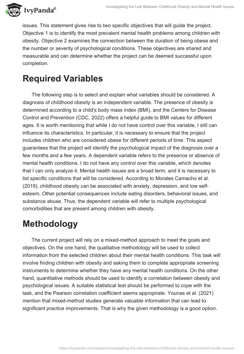Investigating the Link Between Childhood Obesity and Mental Health Issues. Page 2