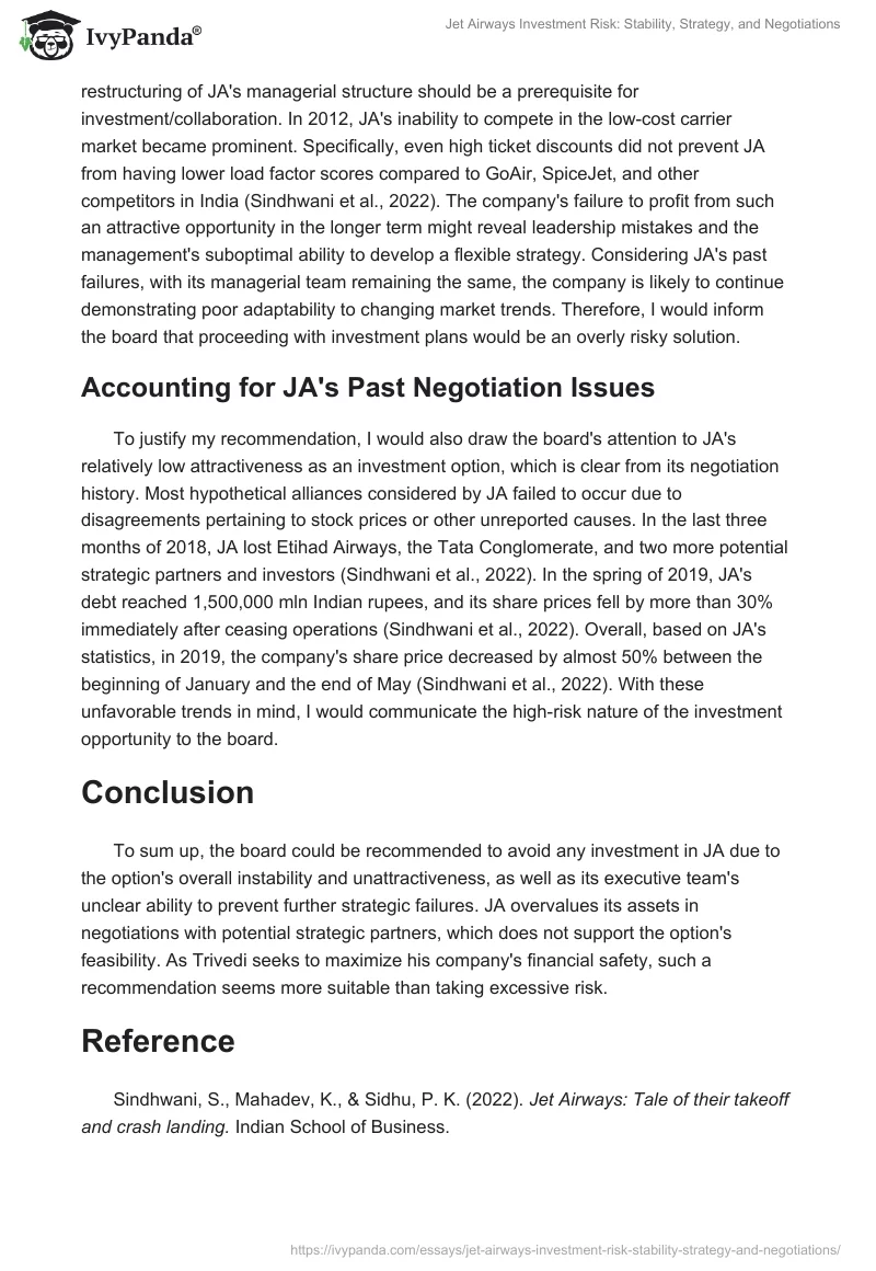 Jet Airways Investment Risk: Stability, Strategy, and Negotiations. Page 2