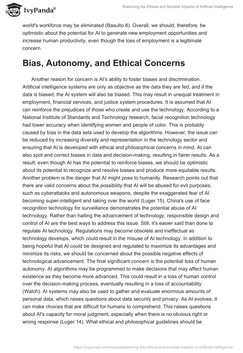 Balancing the Ethical and Societal Impacts of Artificial Intelligence. Page 2