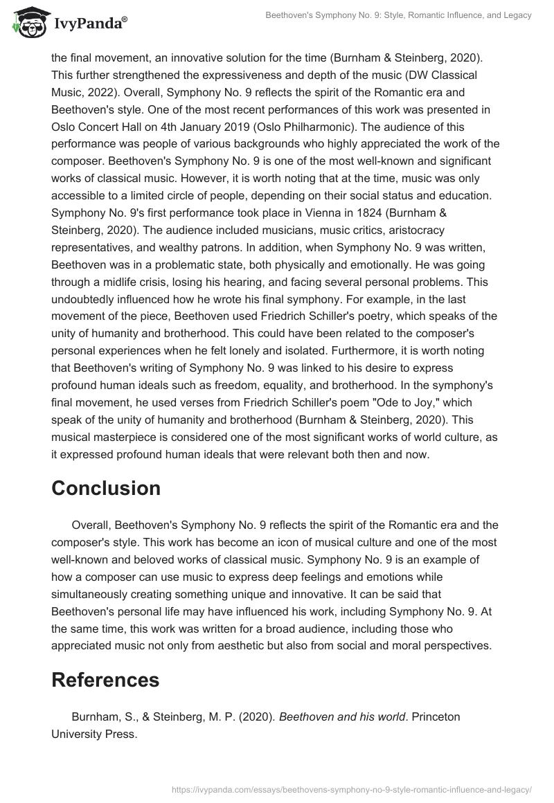 Beethoven's Symphony No. 9: Style, Romantic Influence, and Legacy. Page 2