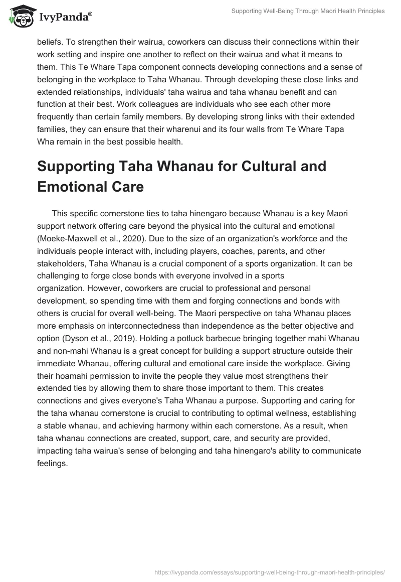 Supporting Well-Being Through Maori Health Principles. Page 2