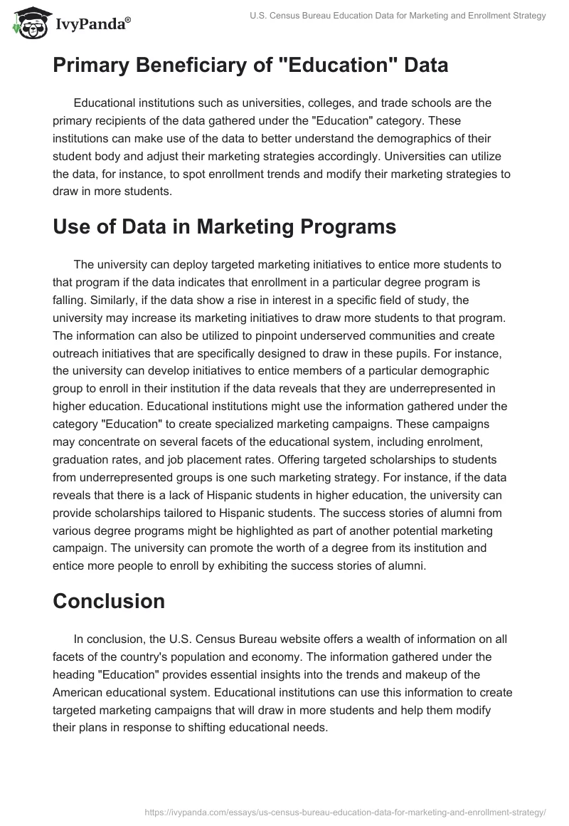 U.S. Census Bureau Education Data for Marketing and Enrollment Strategy. Page 2