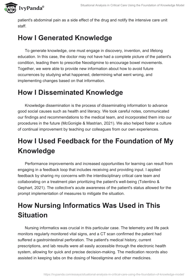 Situational Analysis in Critical Care Using the Foundation of Knowledge Model. Page 2