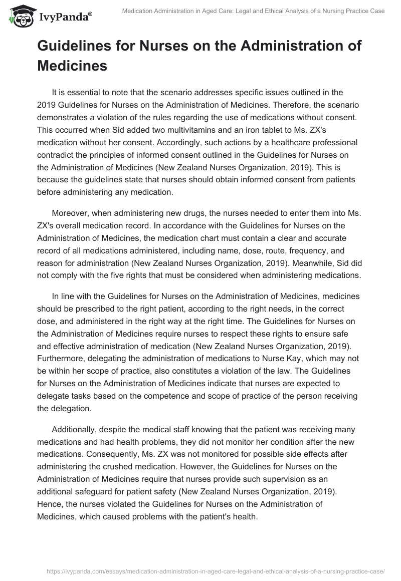 Medication Administration in Aged Care: Legal and Ethical Analysis of a Nursing Practice Case. Page 2