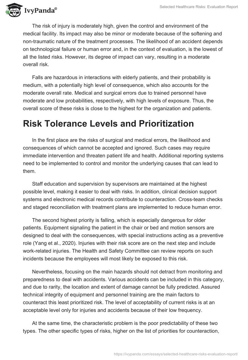 Selected Healthcare Risks: Evaluation Report. Page 2