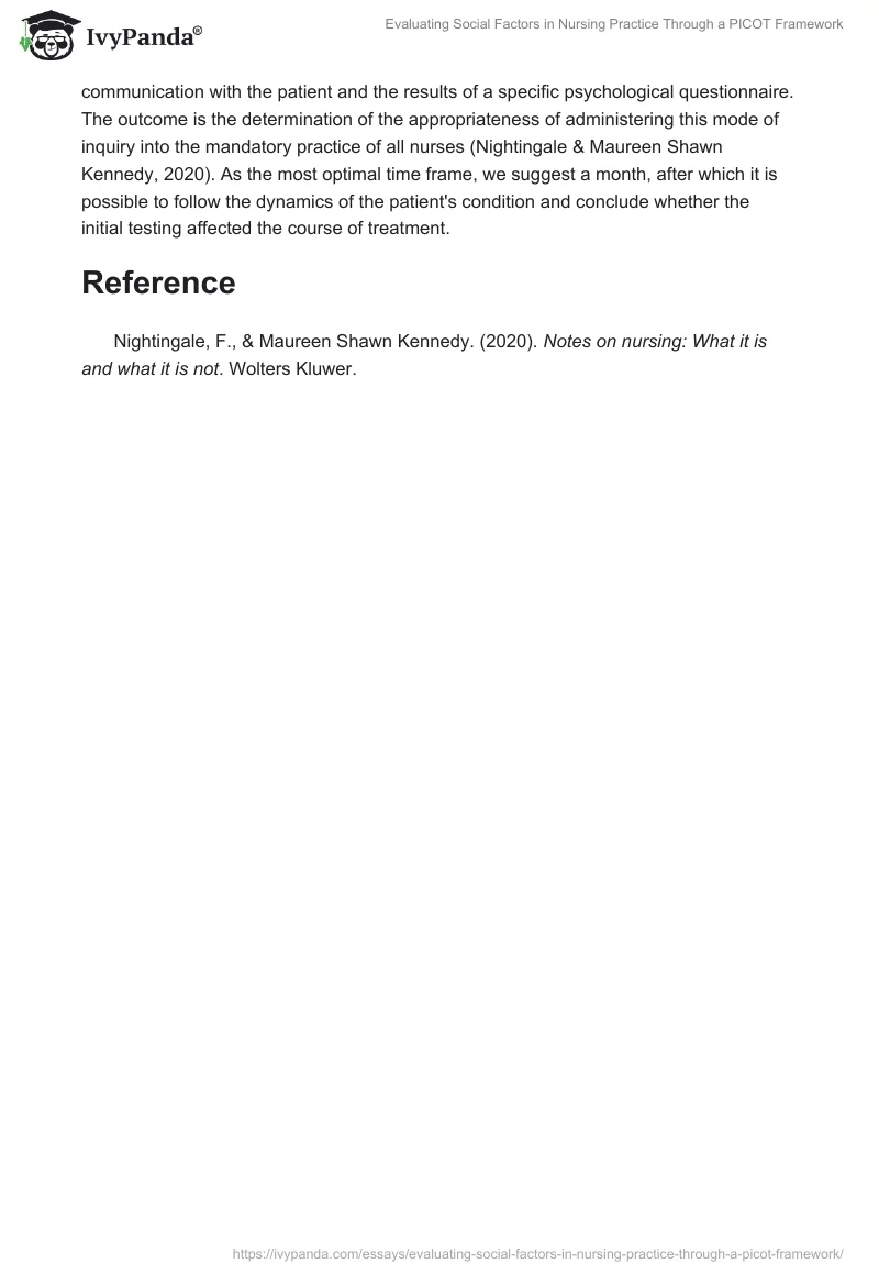 Evaluating Social Factors in Nursing Practice Through a PICOT Framework. Page 2