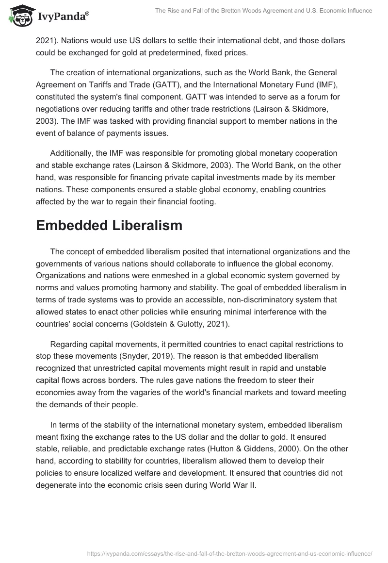 The Rise and Fall of the Bretton Woods Agreement and U.S. Economic Influence. Page 2