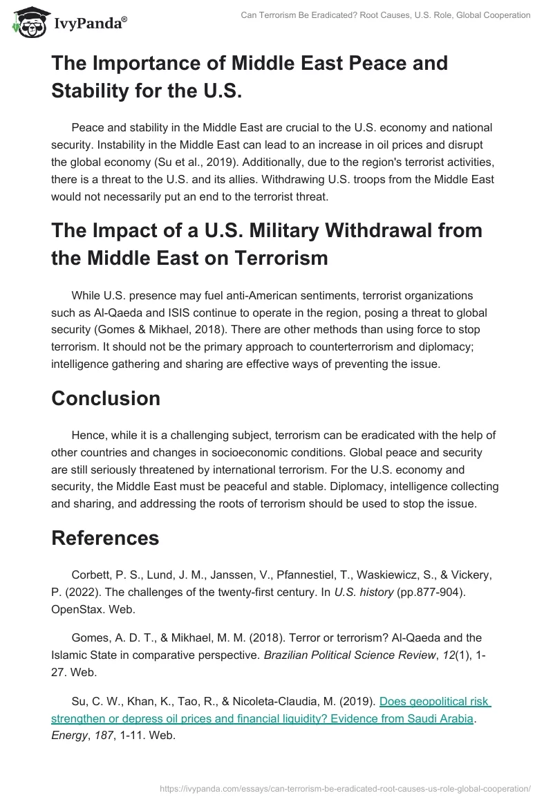 Can Terrorism Be Eradicated? Root Causes, U.S. Role, Global Cooperation. Page 2
