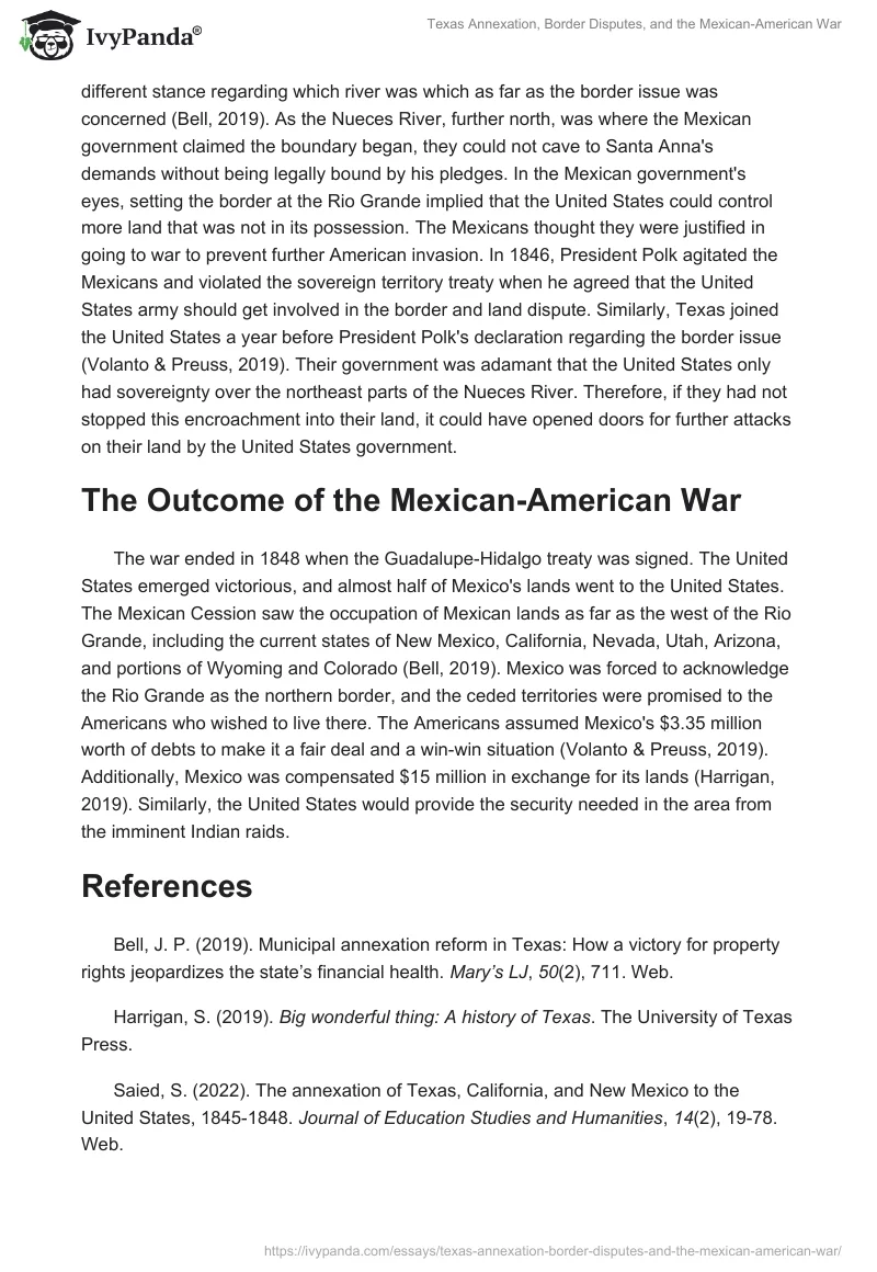 Texas Annexation, Border Disputes, and the Mexican-American War. Page 2