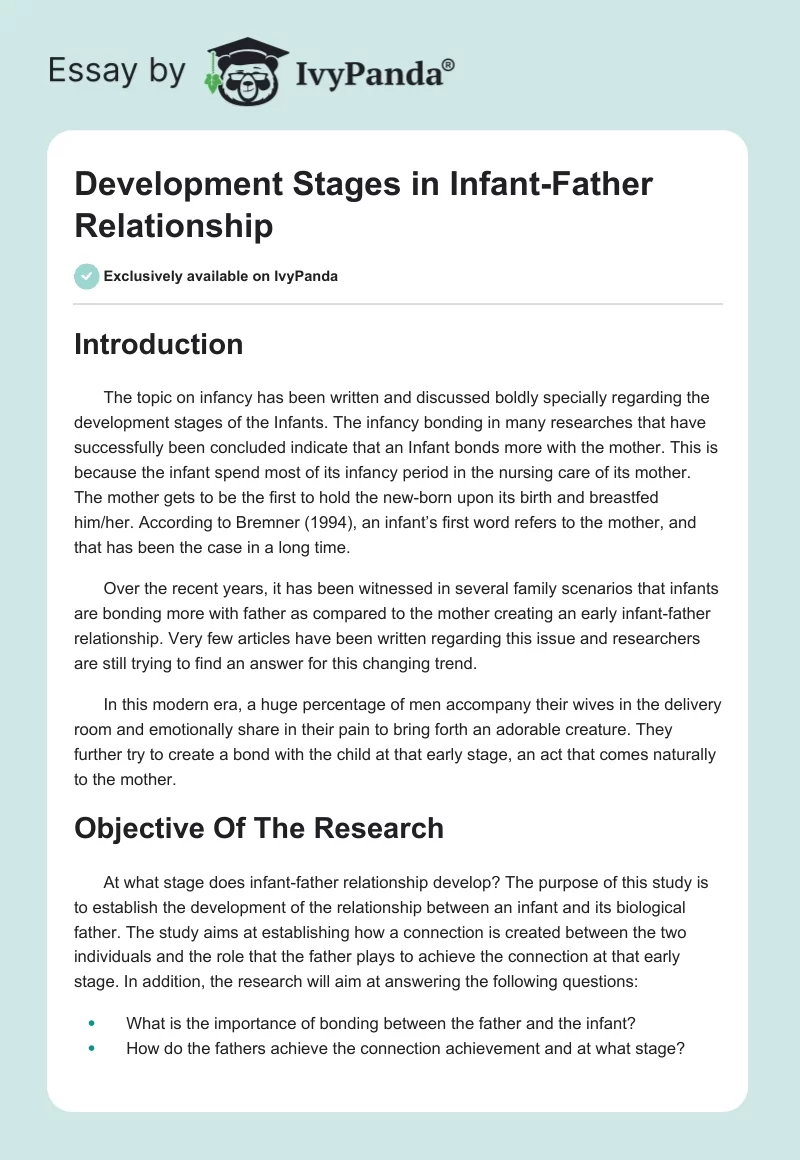 Development Stages in Infant-Father Relationship. Page 1