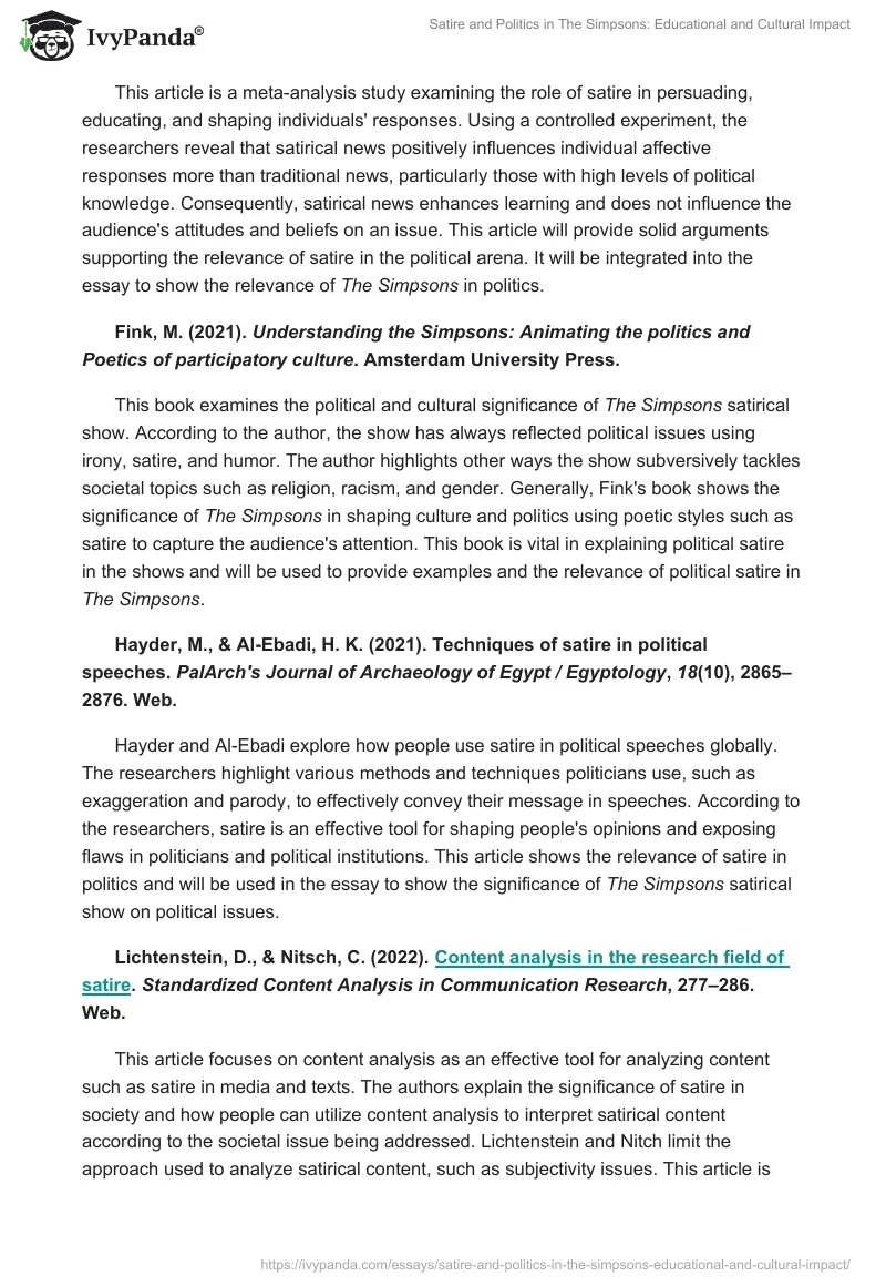 Satire and Politics in The Simpsons: Educational and Cultural Impact. Page 2