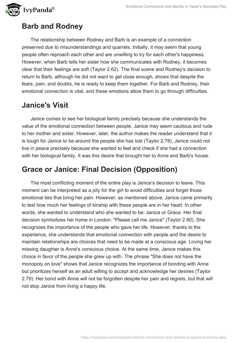 Emotional Connections and Identity in Taylor's Someday Play. Page 2