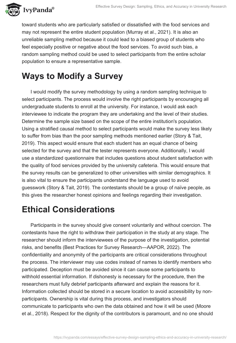 Effective Survey Design: Sampling, Ethics, and Accuracy in University Research. Page 2