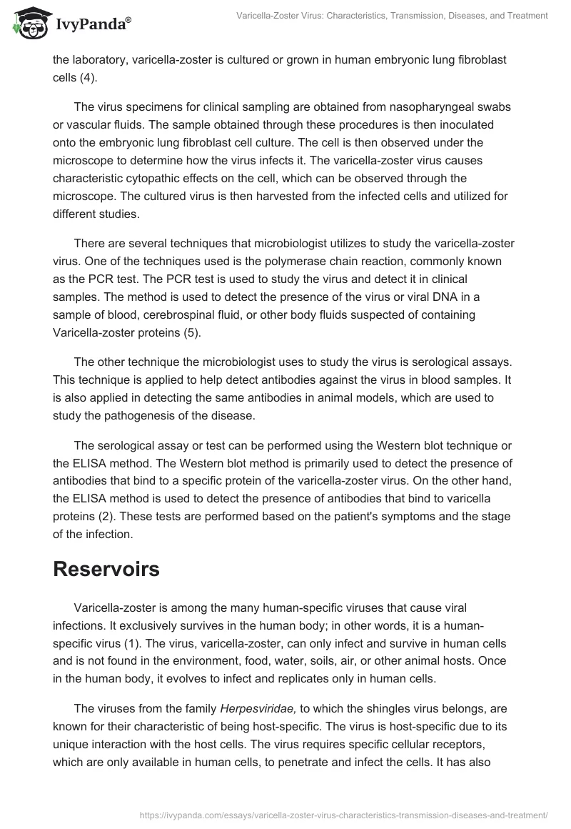 Varicella-Zoster Virus: Characteristics, Transmission, Diseases, and Treatment. Page 2