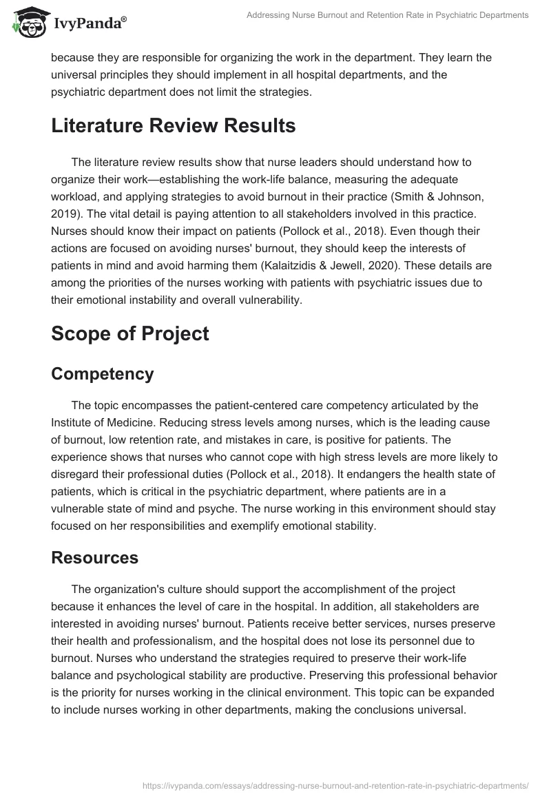 Addressing Nurse Burnout and Retention Rate in Psychiatric Departments. Page 2