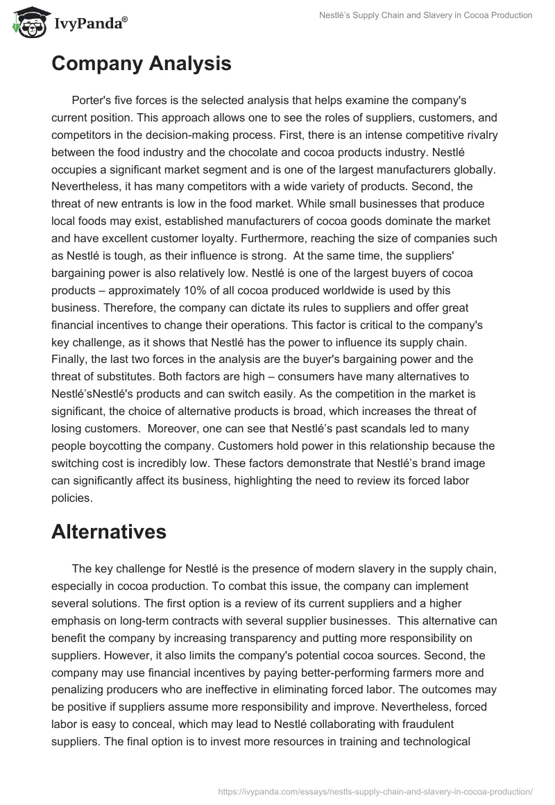 Nestlé’s Supply Chain and Slavery in Cocoa Production. Page 2